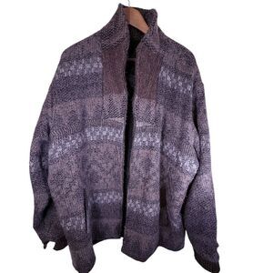 Baby Alpaca Peruvian Brushed Wool Gray Brown Full Zip Lined Jacket- Mens Size XL